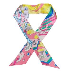 Hermes Twilly Silk Scarf Danse Des Amazones Multicolor Print New France Luxury